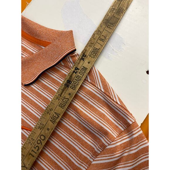Nike Golf Polo Shirt Men's Large White Orange Striped Short Sleeve - Picture 4 of 11